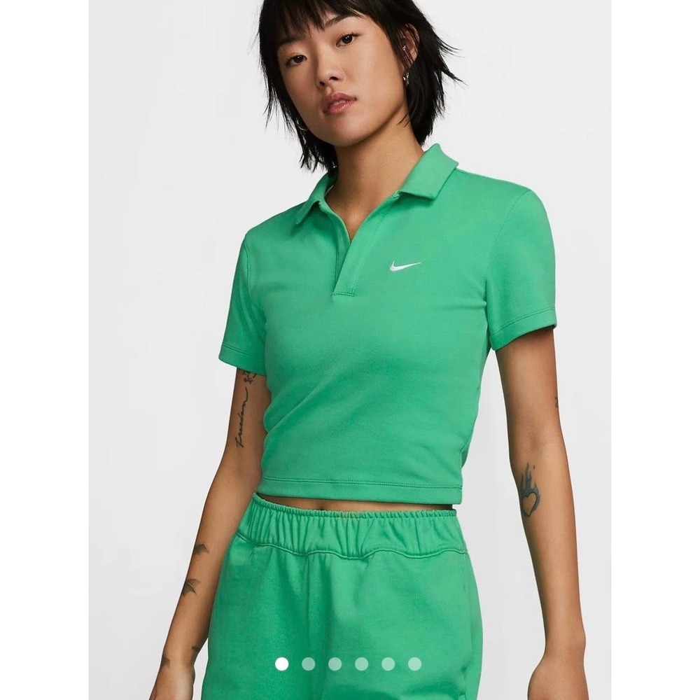 Nike Sportswear Sport Essentials Cropped Polo Shirt Green DV7884-363 M